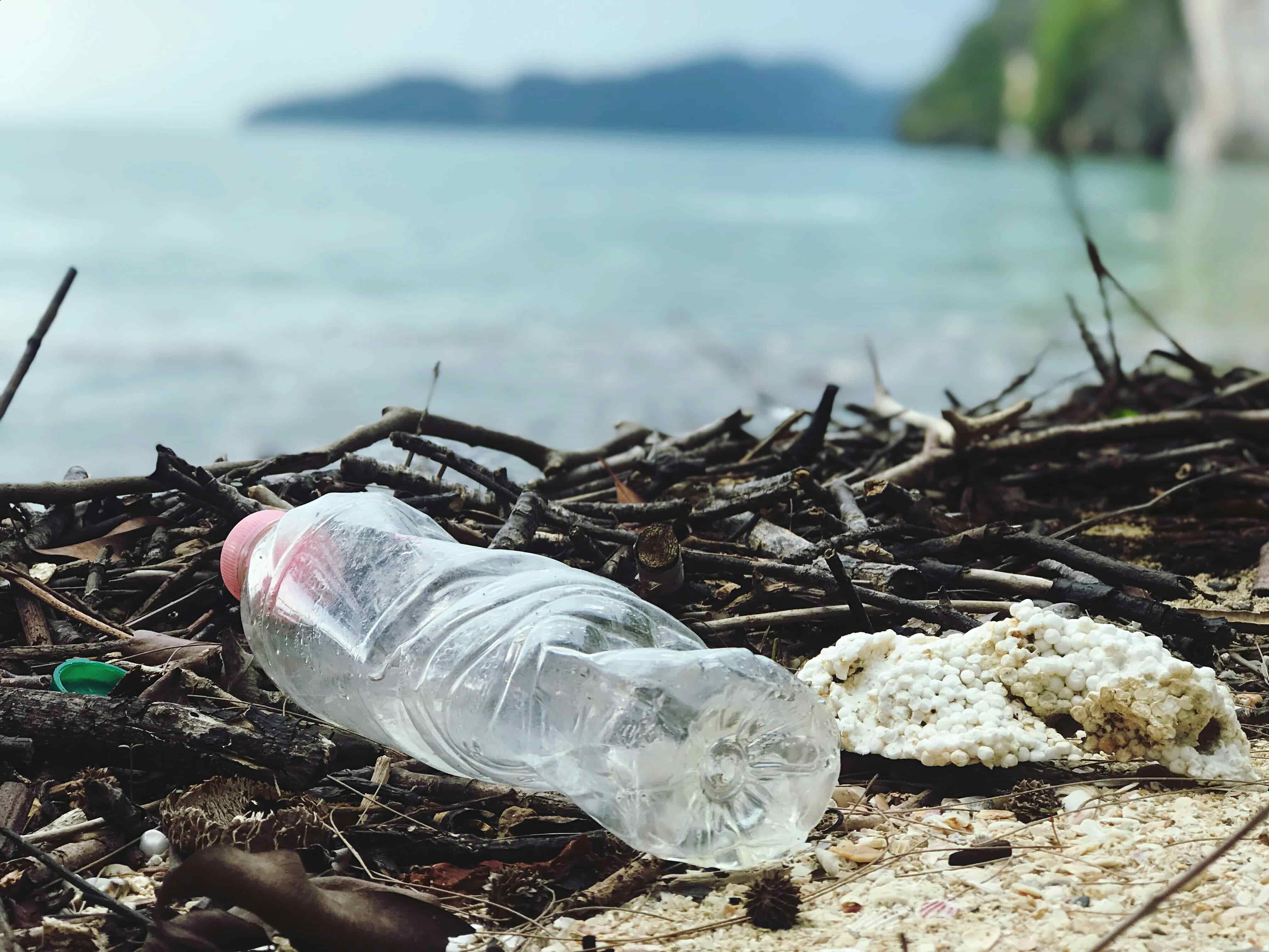 plastic pollution on beach